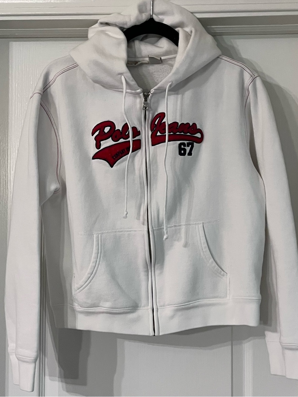 Polo Ralph Lauren Vintage Long Sleeve Full Zip White Adult XLg Hoodie Jacket